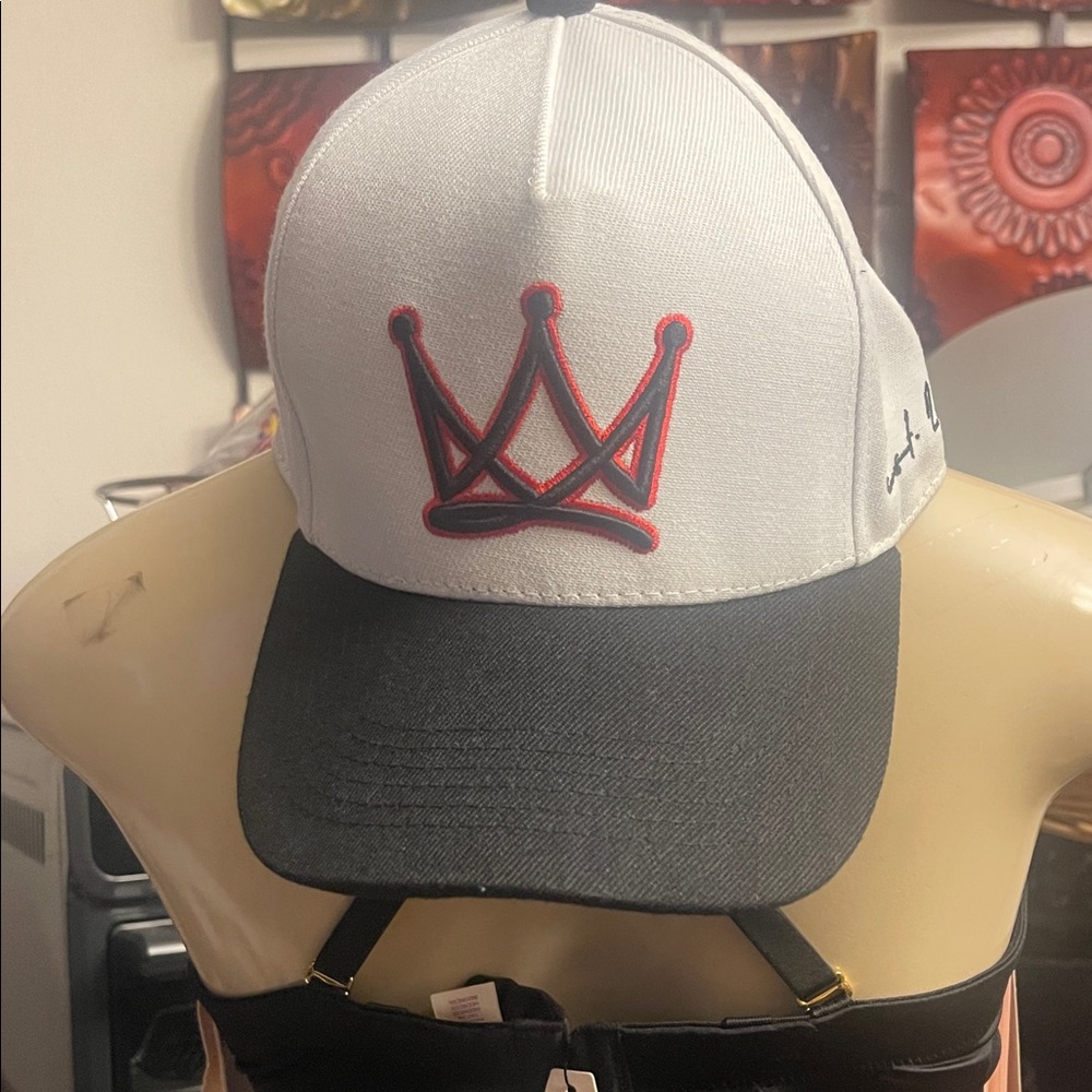White & Black Crown Embroidered Baseball Cap